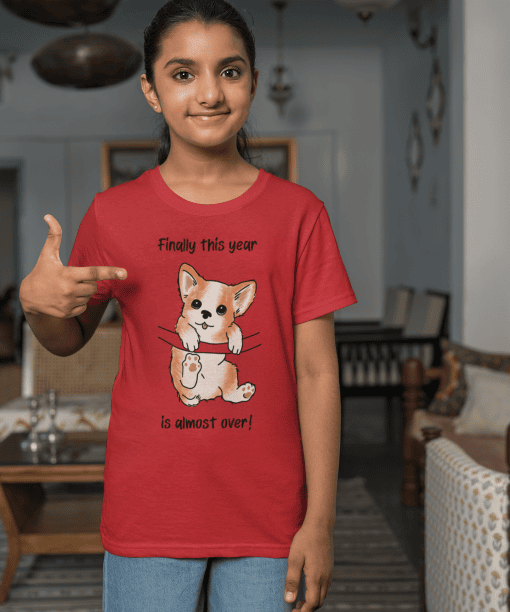 finally this year is almost over round neck 100% cotton t shirt for kids