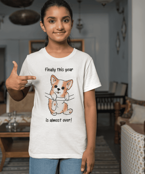 finally this year is almost over round neck 100% cotton t shirt for kids