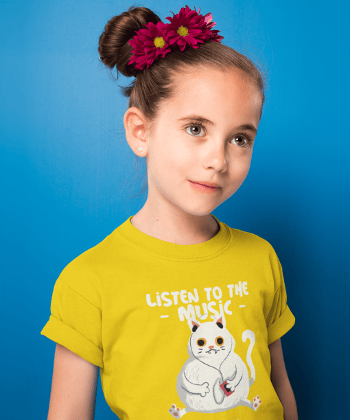 listen to the music enjoy the ride round neck 100% cotton t shirt for kids