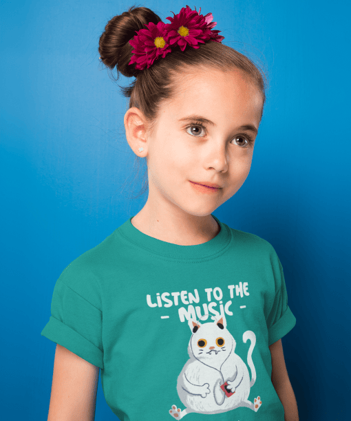 listen to the music enjoy the ride round neck 100% cotton t shirt for kids