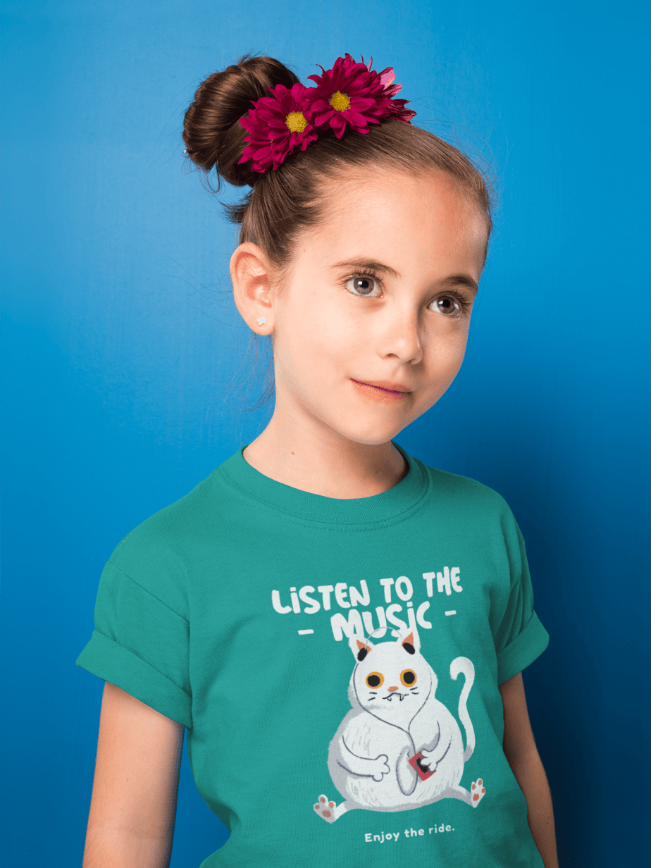 listen to the music enjoy the ride round neck 100% cotton t shirt for kids