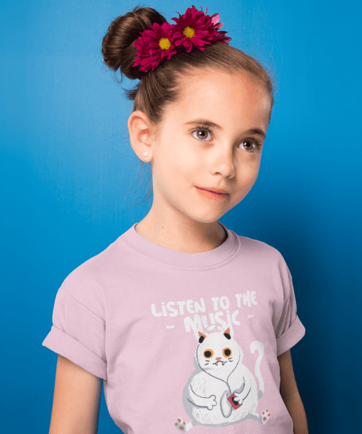 listen to the music enjoy the ride round neck 100% cotton t shirt for kids