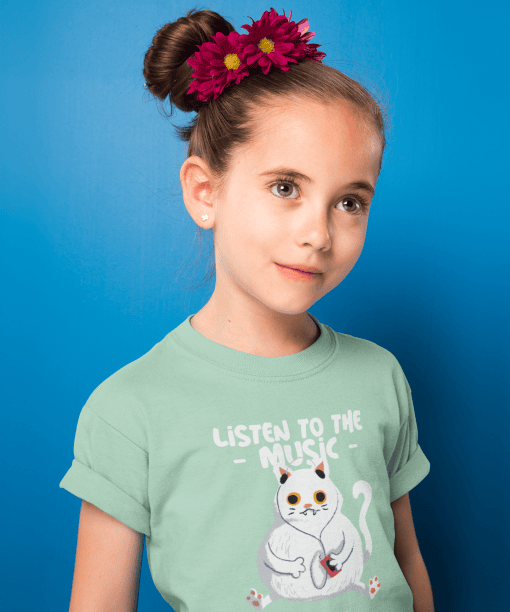 listen to the music enjoy the ride round neck 100% cotton t shirt for kids