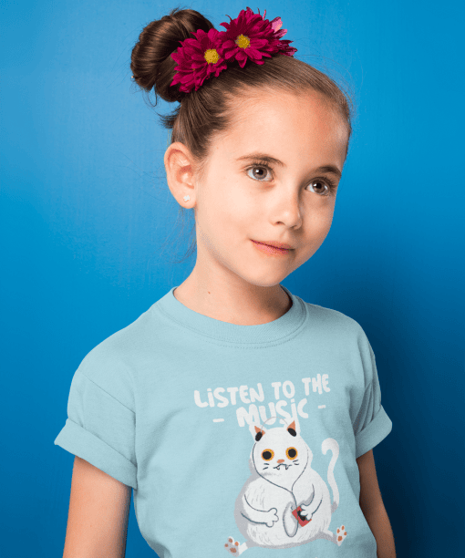 listen to the music enjoy the ride round neck 100% cotton t shirt for kids
