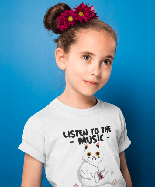 listen to the music enjoy the ride round neck 100% cotton t shirt for kids
