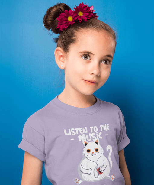 listen to the music enjoy the ride round neck 100% cotton t shirt for kids