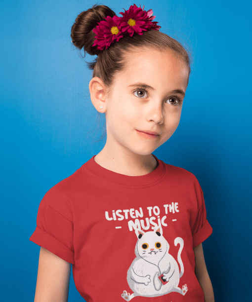 listen to the music enjoy the ride round neck 100% cotton t shirt for kids