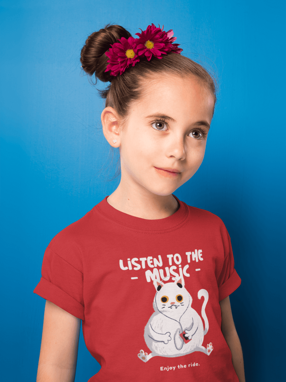listen to the music enjoy the ride round neck 100% cotton t shirt for kids