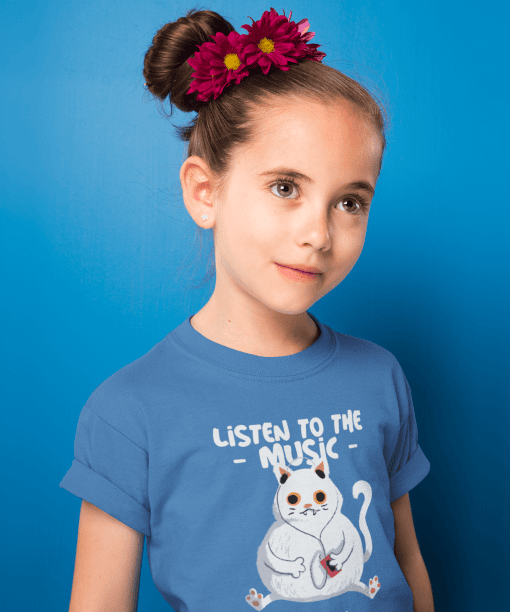 listen to the music enjoy the ride round neck 100% cotton t shirt for kids