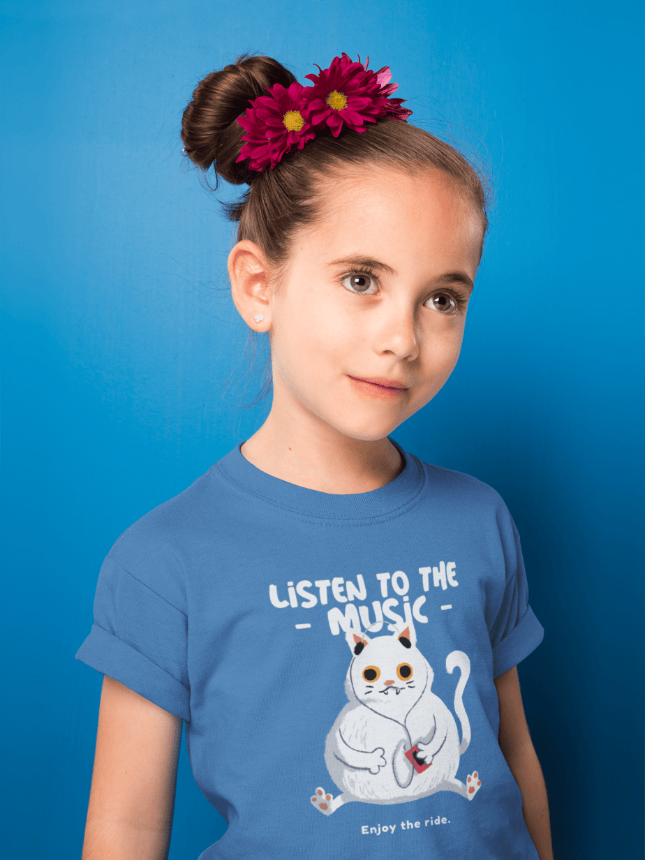 listen to the music enjoy the ride round neck 100% cotton t shirt for kids