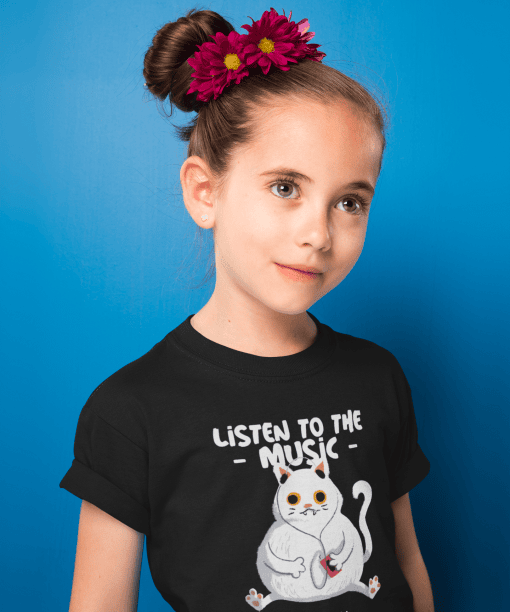 listen to the music enjoy the ride round neck 100% cotton t shirt for kids