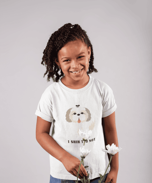 i shih tzu not round neck 100% cotton t shirt for kids