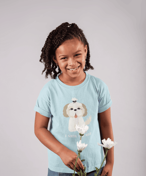 i shih tzu not round neck 100% cotton t shirt for kids