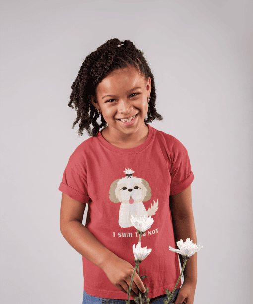 i shih tzu not round neck 100% cotton t shirt for kids