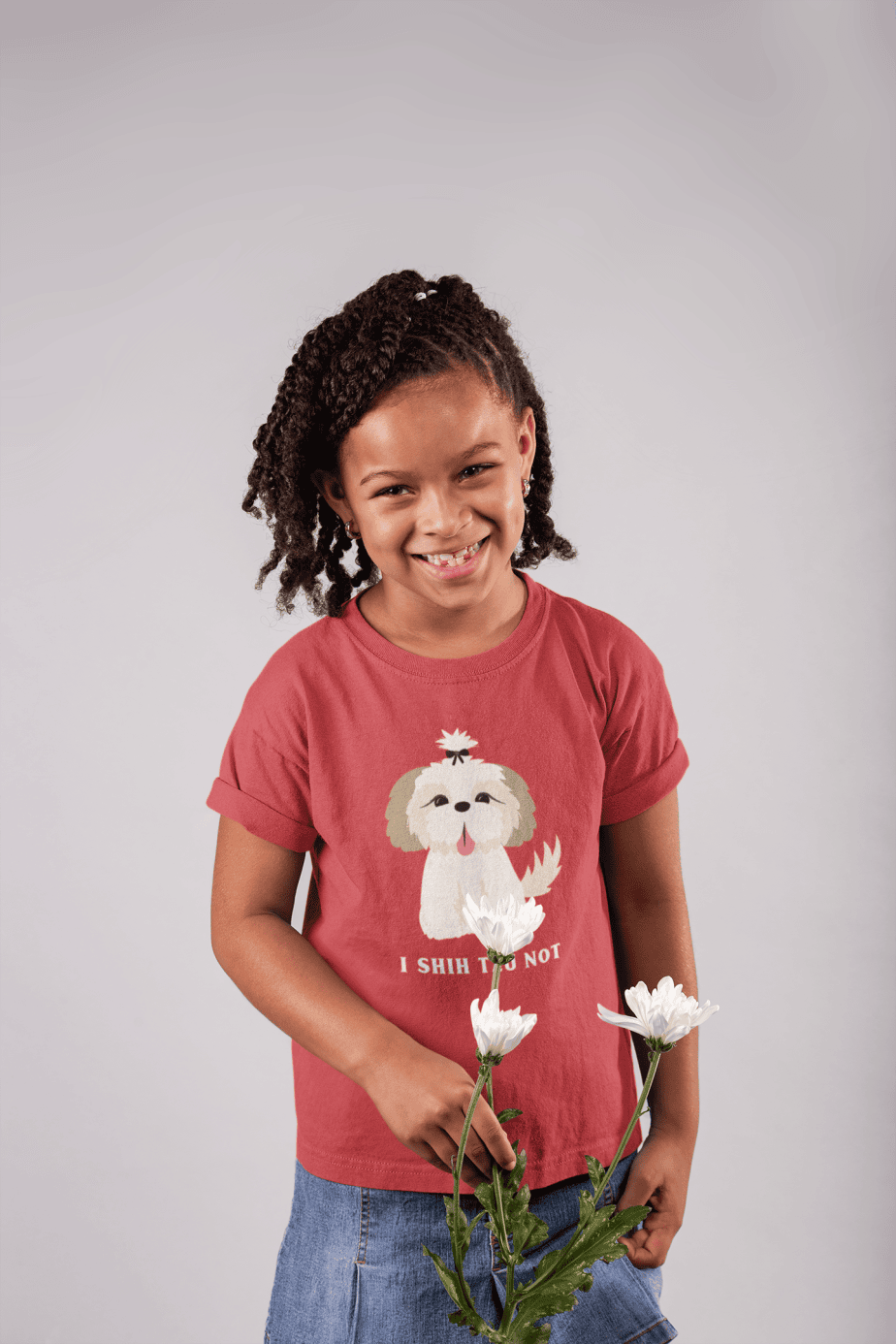 i shih tzu not round neck 100% cotton t shirt for kids