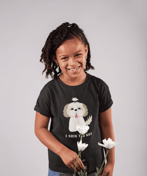 i shih tzu not round neck 100% cotton t shirt for kids
