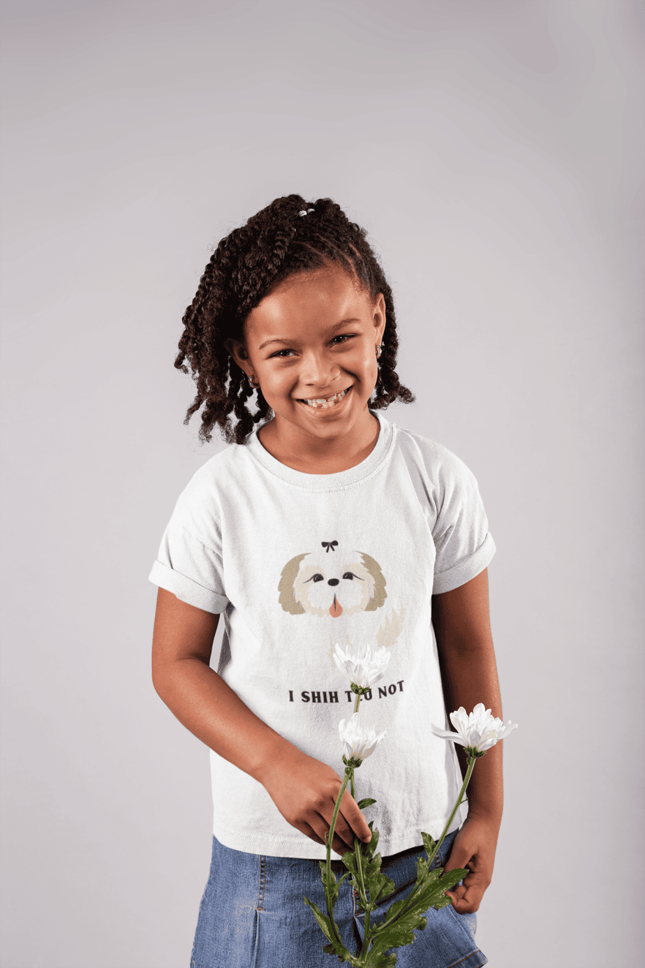 i shih tzu not round neck 100% cotton t shirt for kids