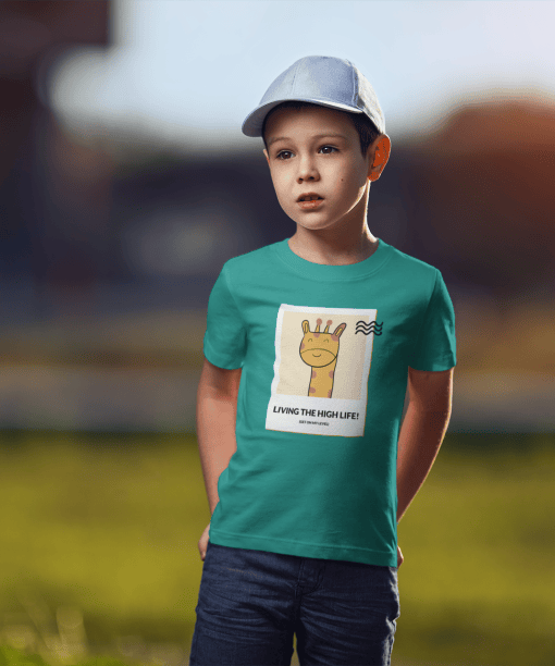 living the high life! round neck 100% cotton t shirt for kids