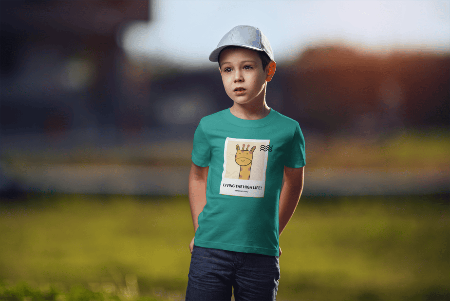 living the high life! round neck 100% cotton t shirt for kids