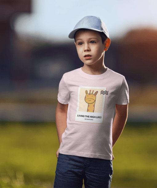 living the high life! round neck 100% cotton t shirt for kids