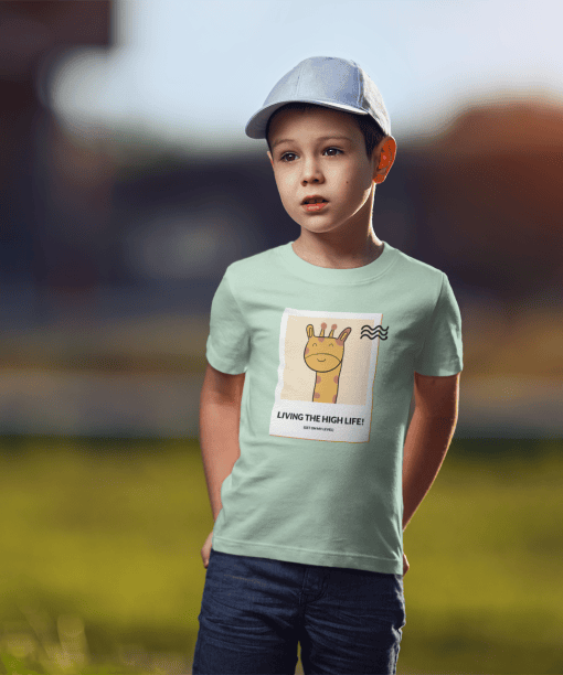 living the high life! round neck 100% cotton t shirt for kids