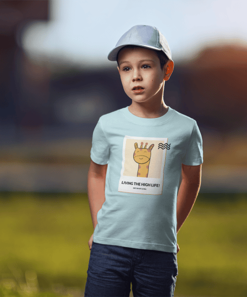 living the high life! round neck 100% cotton t shirt for kids