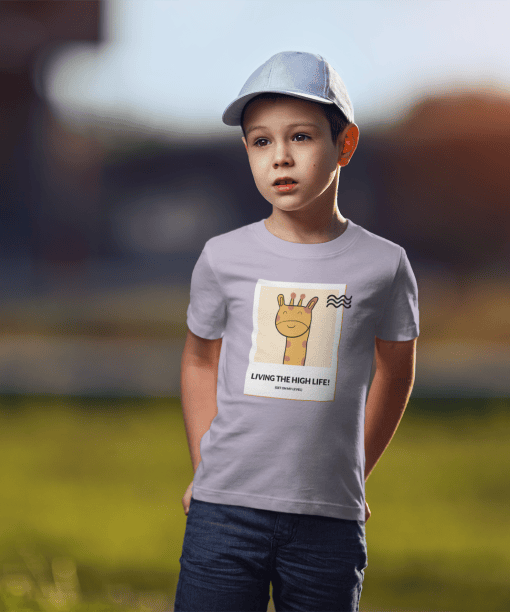 living the high life! round neck 100% cotton t shirt for kids