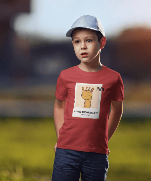 living the high life! round neck 100% cotton t shirt for kids