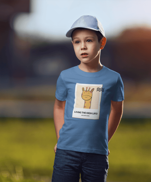 living the high life! round neck 100% cotton t shirt for kids