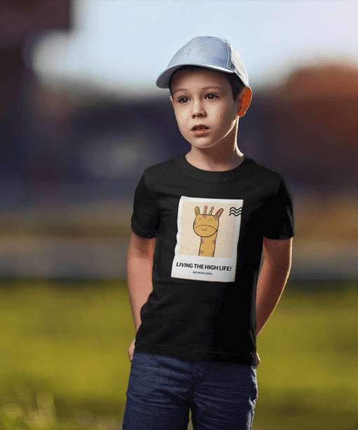 living the high life! round neck 100% cotton t shirt for kids