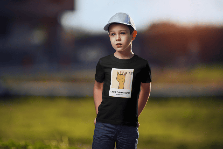 living the high life! round neck 100% cotton t shirt for kids