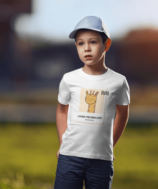 living the high life! round neck 100% cotton t shirt for kids