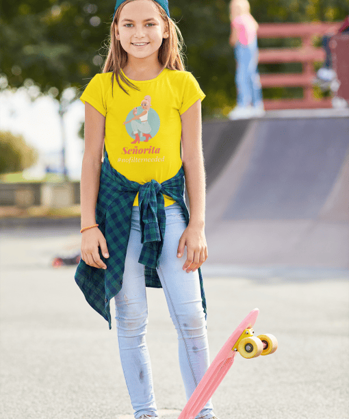 senorita round neck 100% cotton t shirt for kids