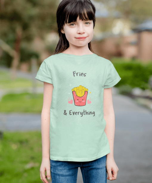 fries & everything round neck 100% cotton t shirt for kids
