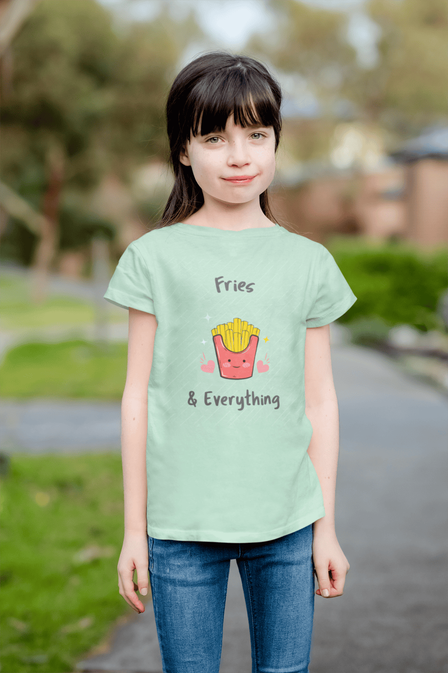 fries & everything round neck 100% cotton t shirt for kids