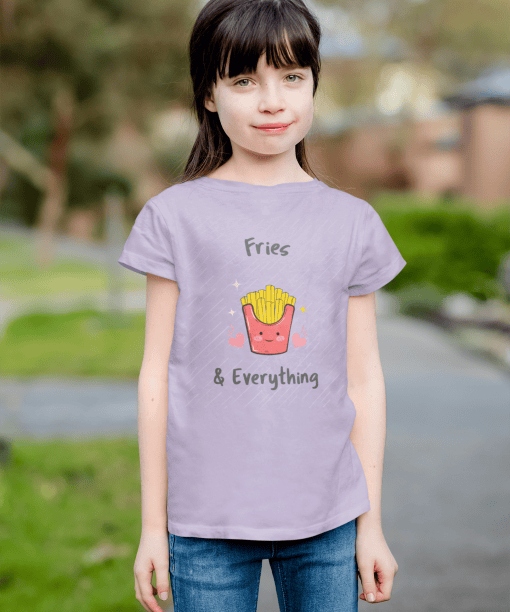fries & everything round neck 100% cotton t shirt for kids