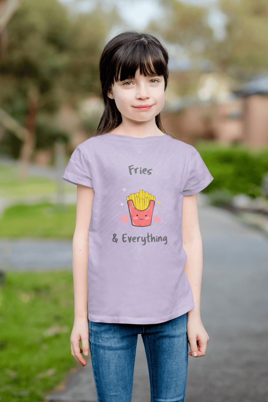 fries & everything round neck 100% cotton t shirt for kids