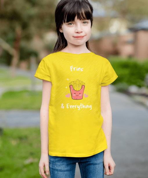 fries & everything round neck 100% cotton t shirt for kids