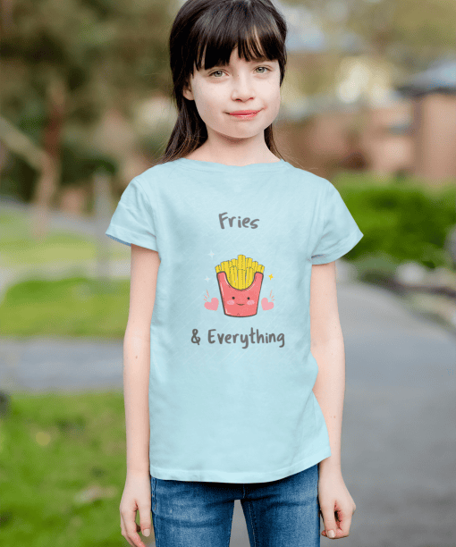 fries & everything round neck 100% cotton t shirt for kids
