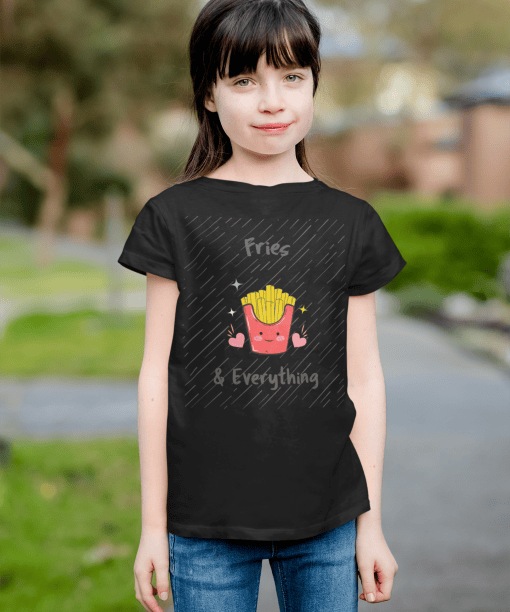 fries & everything round neck 100% cotton t shirt for kids