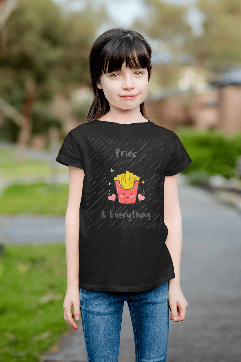 fries & everything round neck 100% cotton t shirt for kids