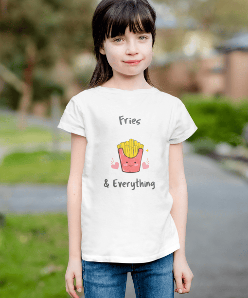 fries & everything round neck 100% cotton t shirt for kids