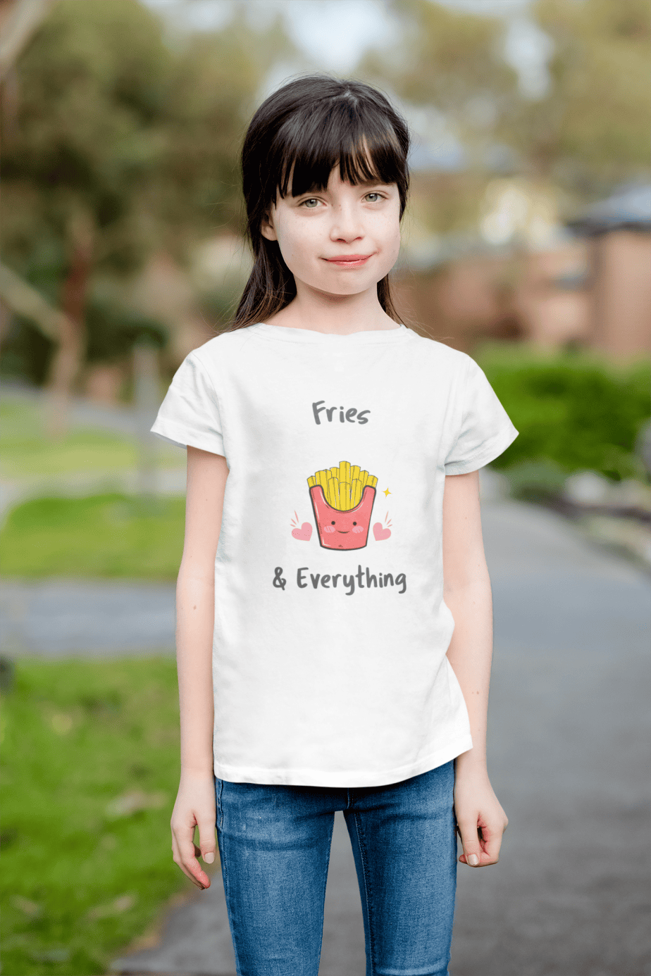 fries & everything round neck 100% cotton t shirt for kids