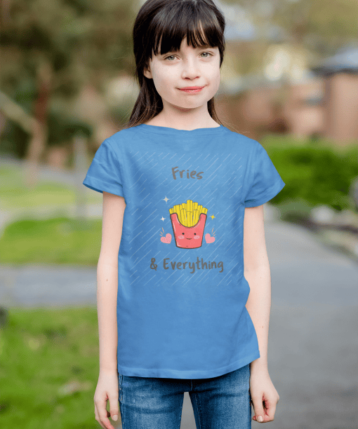 fries & everything round neck 100% cotton t shirt for kids