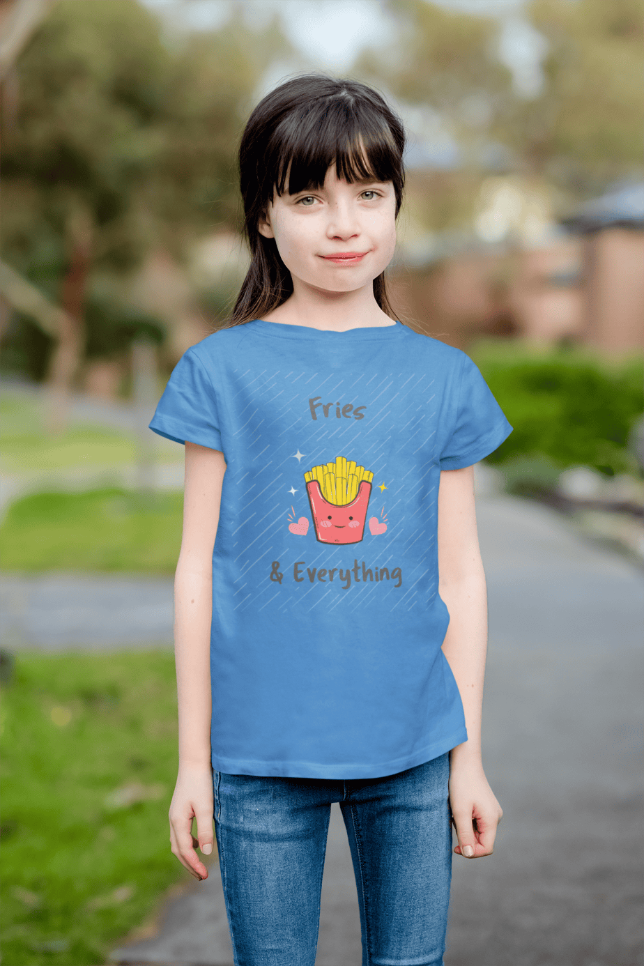 fries & everything round neck 100% cotton t shirt for kids