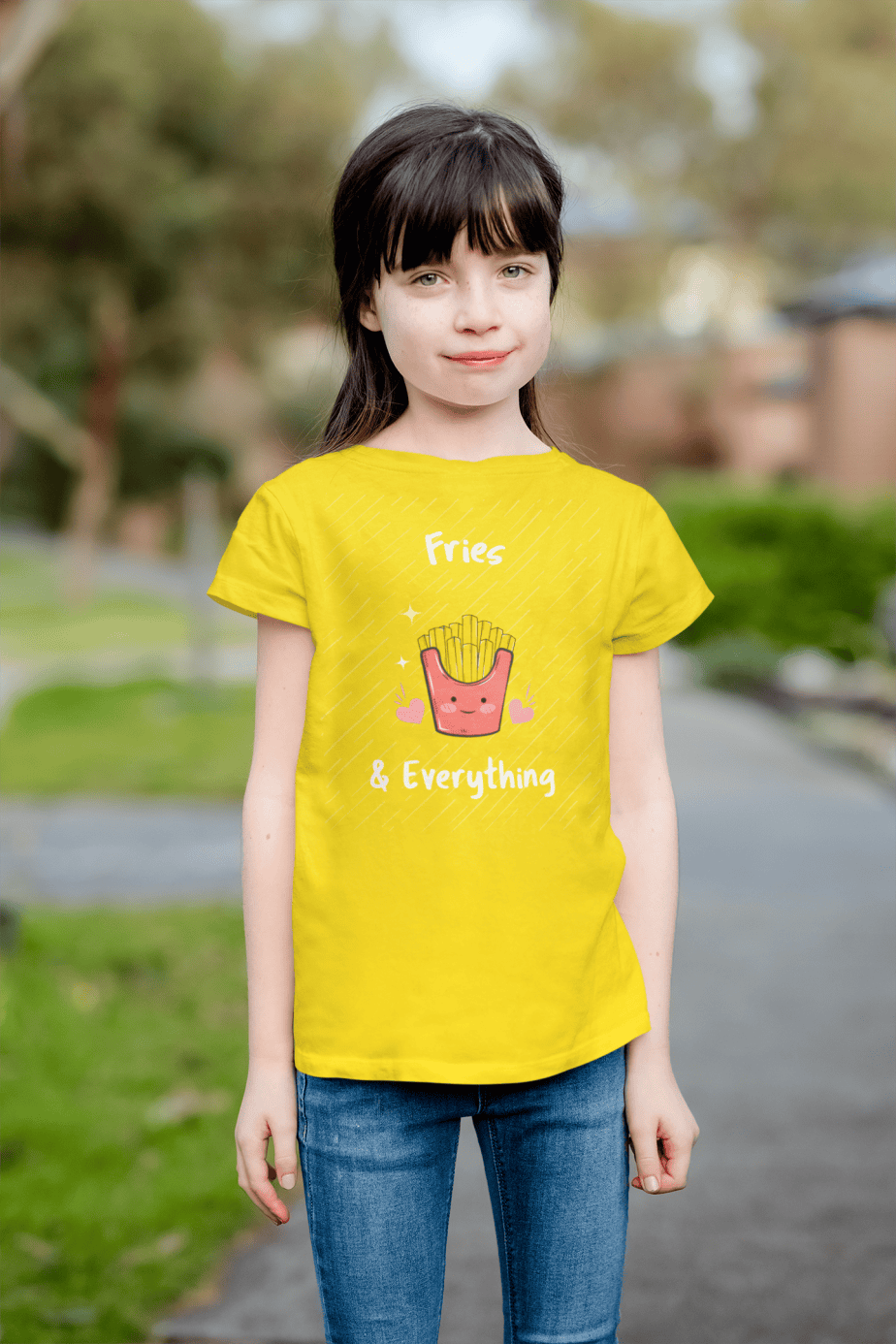 fries & everything round neck 100% cotton t shirt for kids