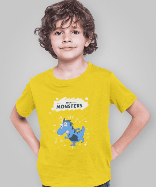 tokyo monsters round neck 100% cotton t shirt for kids