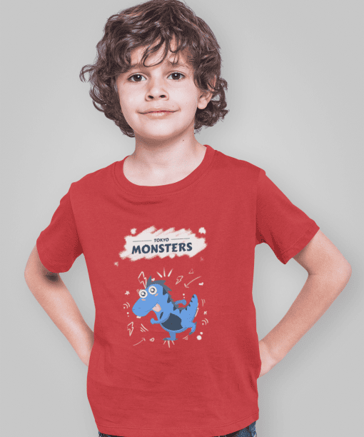 tokyo monsters round neck 100% cotton t shirt for kids
