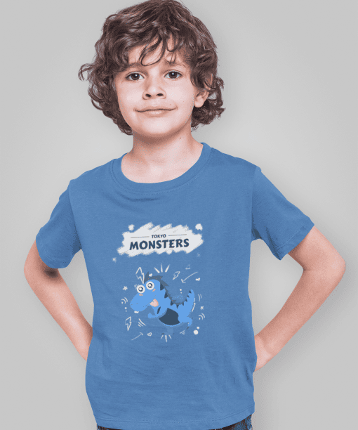 tokyo monsters round neck 100% cotton t shirt for kids