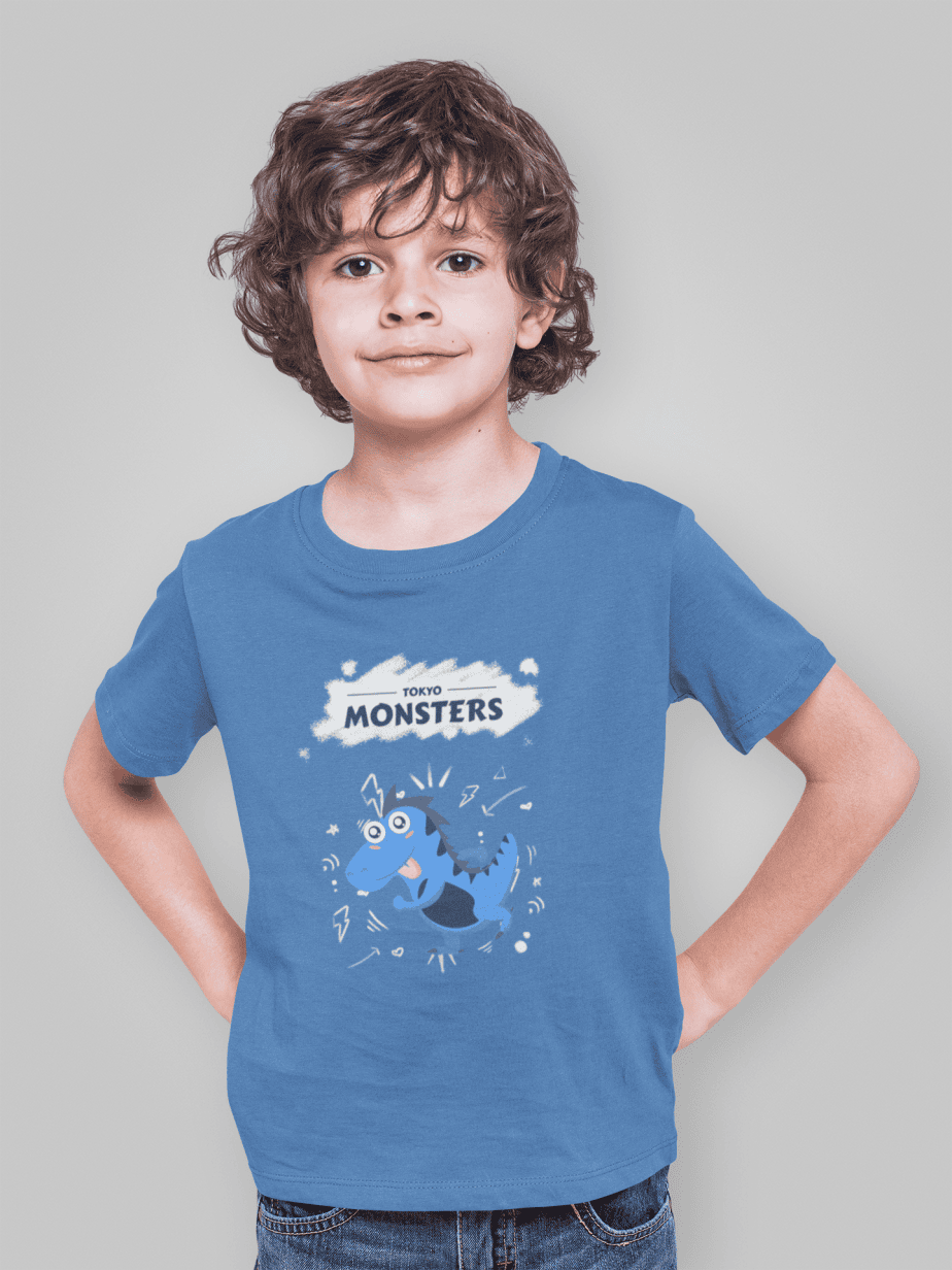 tokyo monsters round neck 100% cotton t shirt for kids